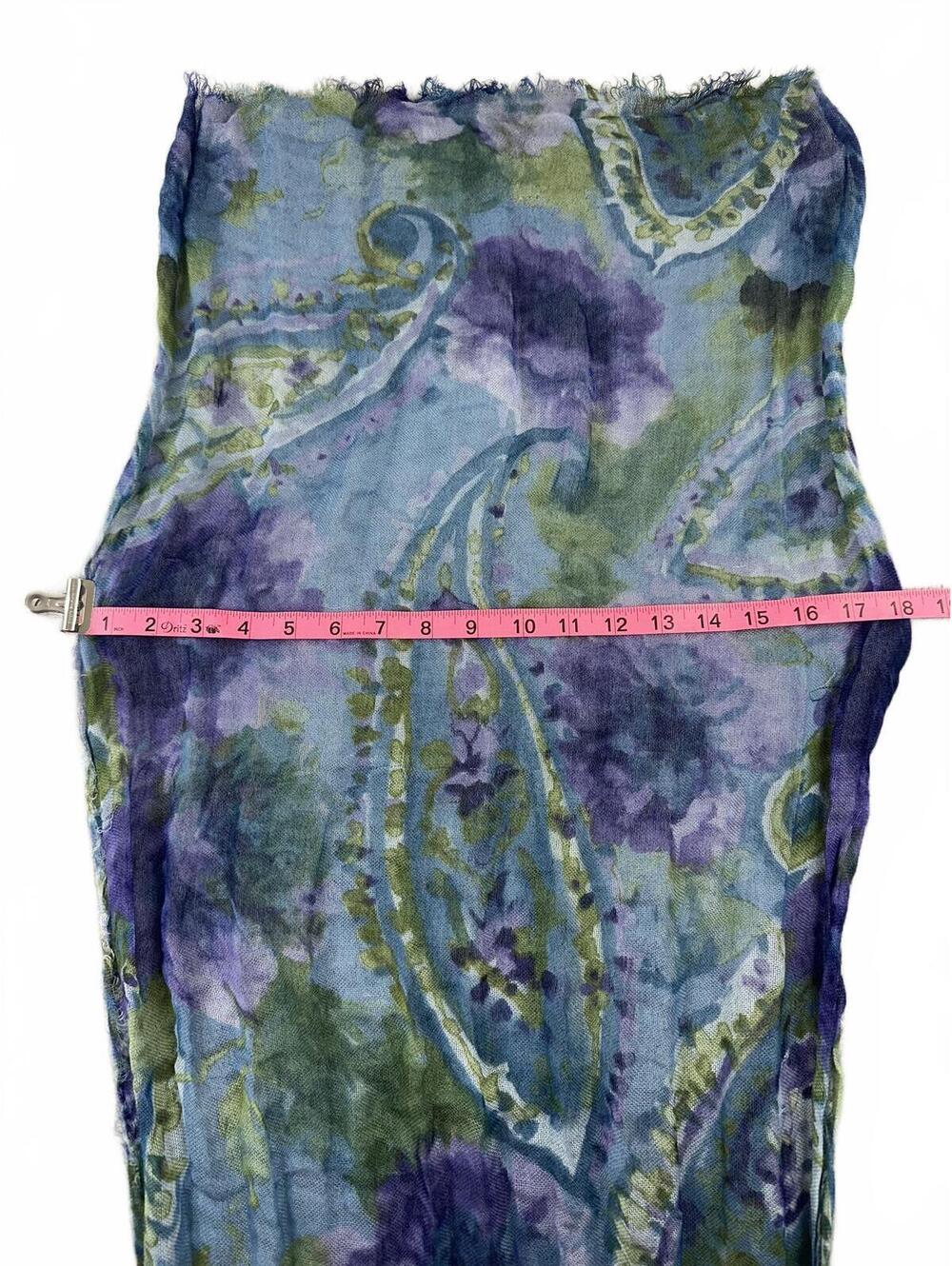 Vintage Inspired Floral Lightweight Scarf in Blue and Purple - Picture 5 of 6